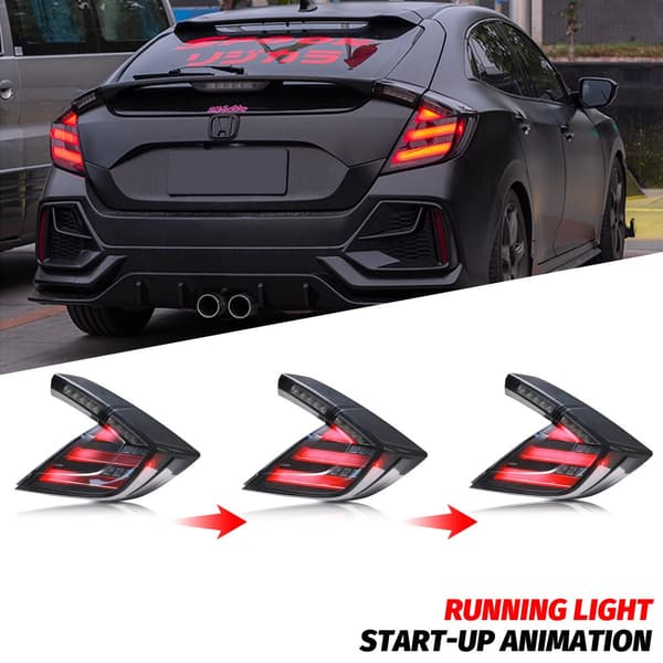 LED Baglygter, Kompatible med Honda Civic Type-R 2016-2021, Dynamisk Blinklys, Vandtæt Design