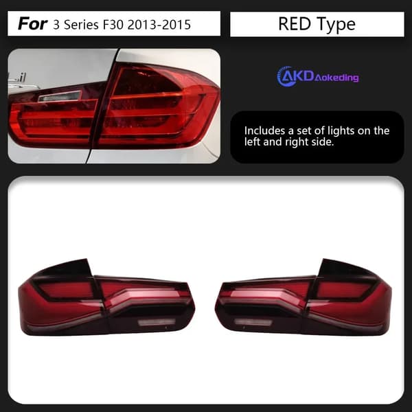 BMW F30 LED Baglygter, Sort & Rød Design, Nem Installation,2013-2015 Rød