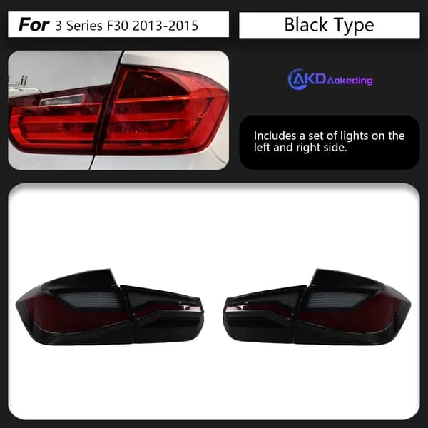 BMW F30 LED -takavalot, musta & punainen muotoilu, helppo asennus,2013-2015 Musta