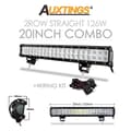 Miniatyrbild 2 av 2: LED-ljusramp, dubbelradig design, 6000K färgtemperatur,20in 126w ledningar