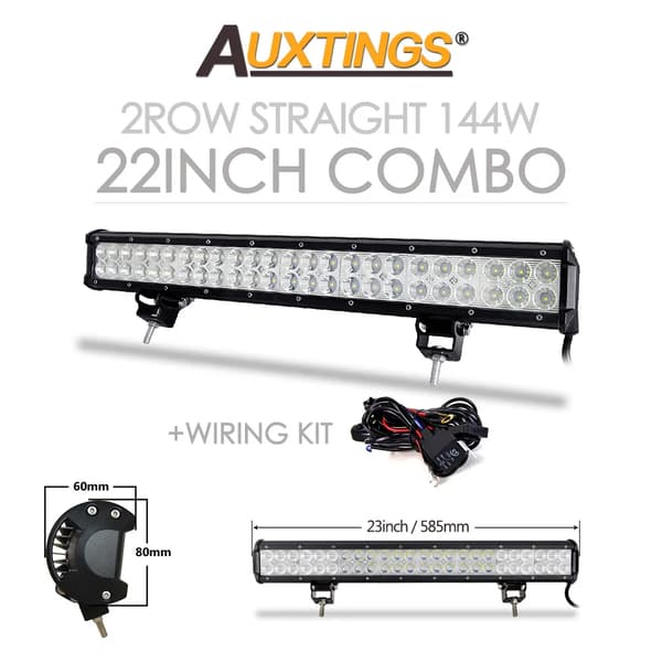 LED-ljusramp, dubbelradig design, 6000K färgtemperatur,22in 144W ledning