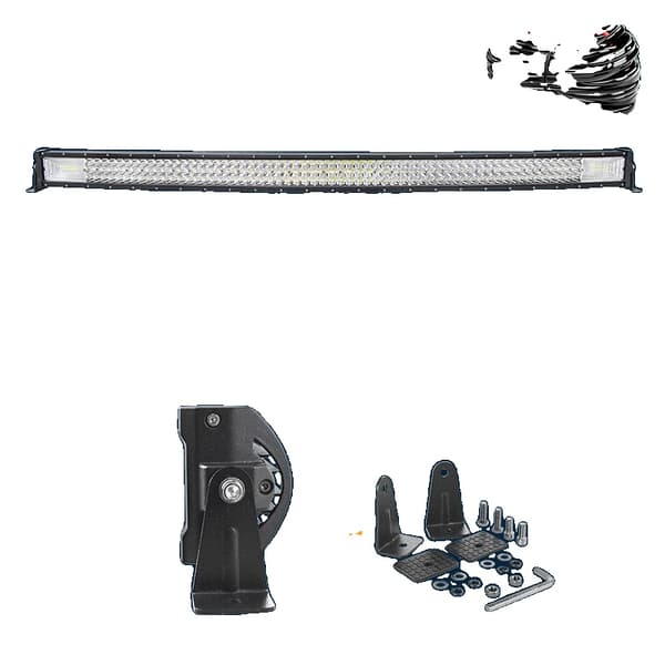 Böjd LED-ljusramp, 60° flod + 30° spotkombinationsstråle, finns i flera längder,50in Fäste2 Tråd