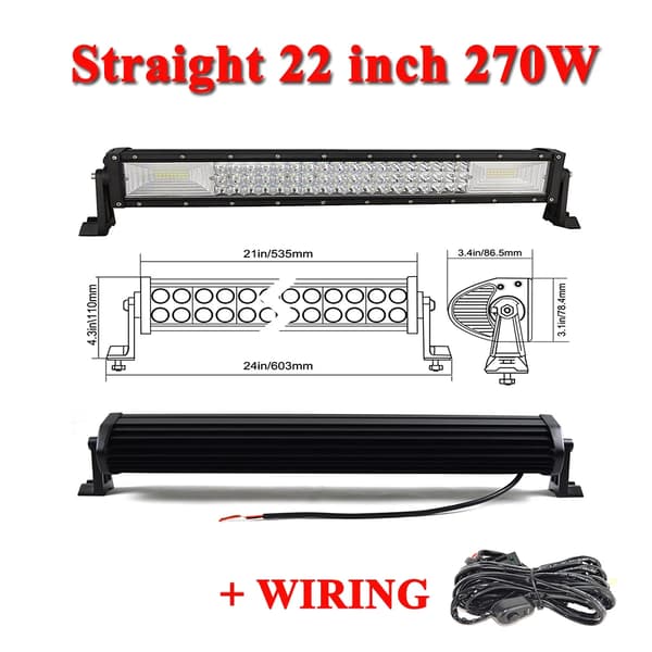 LED Ljuslist, 270W till 675W Effekt, Tredubbel Rad Design,22 tum med kablage
