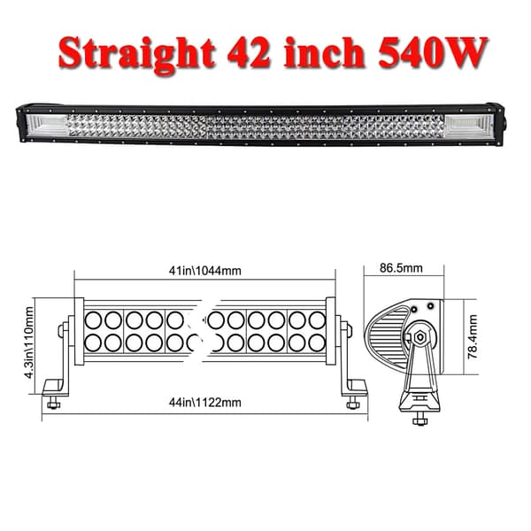 LED Ljuslist, 270W till 675W Effekt, Tredubbel Rad Design,42 tum ingen kablage