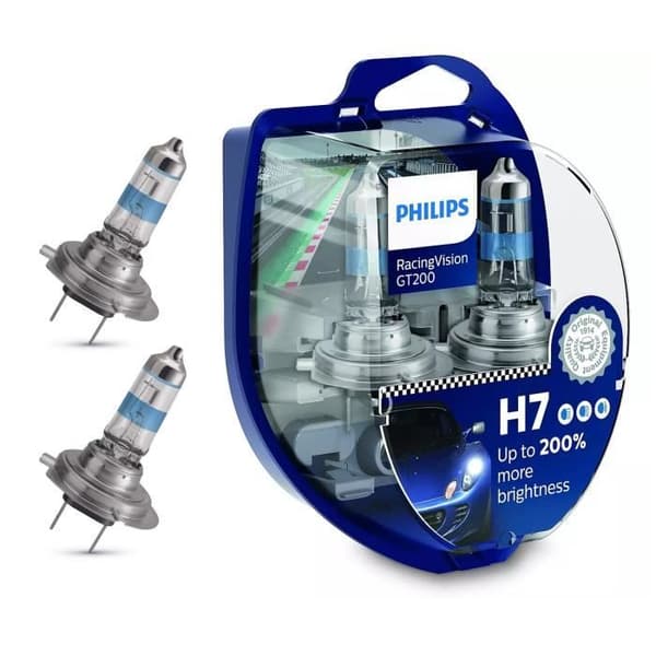 Philips RacingVision GT200 H7 glödlampa för frontljus +200 %, set med 2