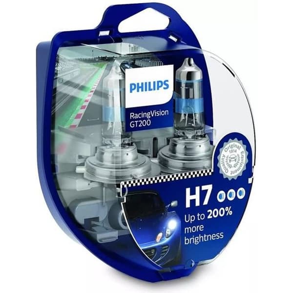 Philips RacingVision GT200 H7 glödlampa för frontljus +200 %, set med 2