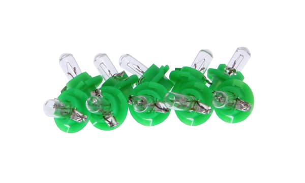 MAXGEAR BAX PÆRE 12V/1.3W BX8.4D OLIVEGRØN (MED PLASTFOT) SÆT MED 10 STK.