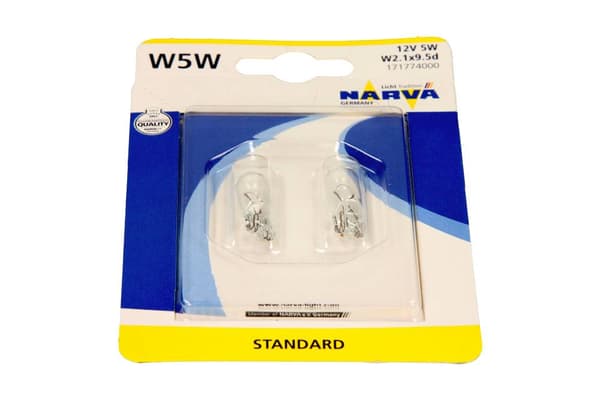 NARVA PÆRE W5W 12V/5W (HELGLAS) BLISTER 2 STK.