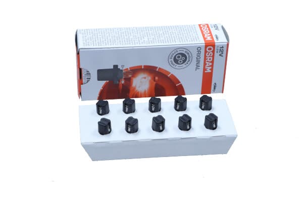 OSRAM BAX-LAMPA 12V/1,2W 8,5D SVART (MED PLASTBAS) 10 ST.