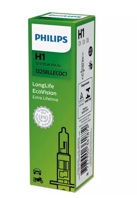 PHILIPS PÆRE H1 12V/55W LONGLIFE ECOVISION 1 STK.