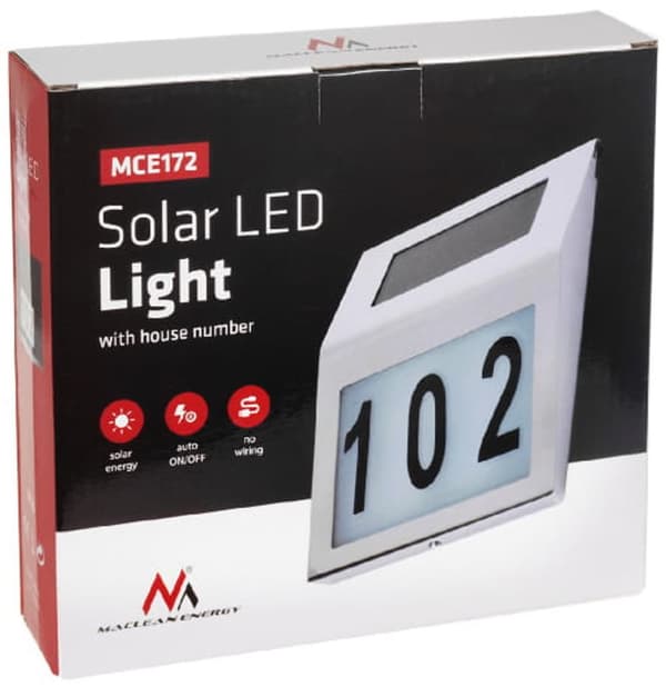 Solcellelampe med LED husnummer Maclean MCE172