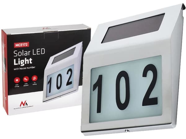 Solcellelampe med LED husnummer Maclean MCE172
