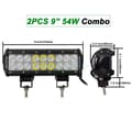 Miniatyrbillede 2 af 2: Offroad LED Lygtebar, 20 tommer 126W, Kombineret Stråle,2stk 9in 54W Combo