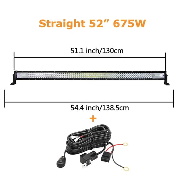 LED-valopalkki, yhdistelmäsäde, 12V 24V,52tuumaa 675w johdinsarja