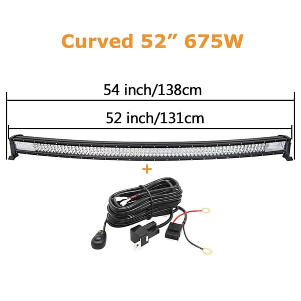 LED-ljusramp, böjd design, offroad-kapacitet,52tum 675w trådkit