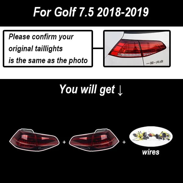 Bakljus, LED-lampor, Biltillbehör,4 ST, För Golf 7.5 Använd, Med Animation
