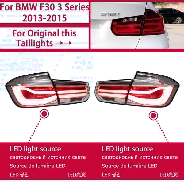 BMW F30 F35 Baglygtesamling, Rød LED-belysning, Dynamisk Signallys,Hvid