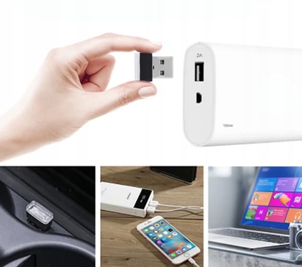 BILLAMPA USB 5V 0,034W MINI RÖD