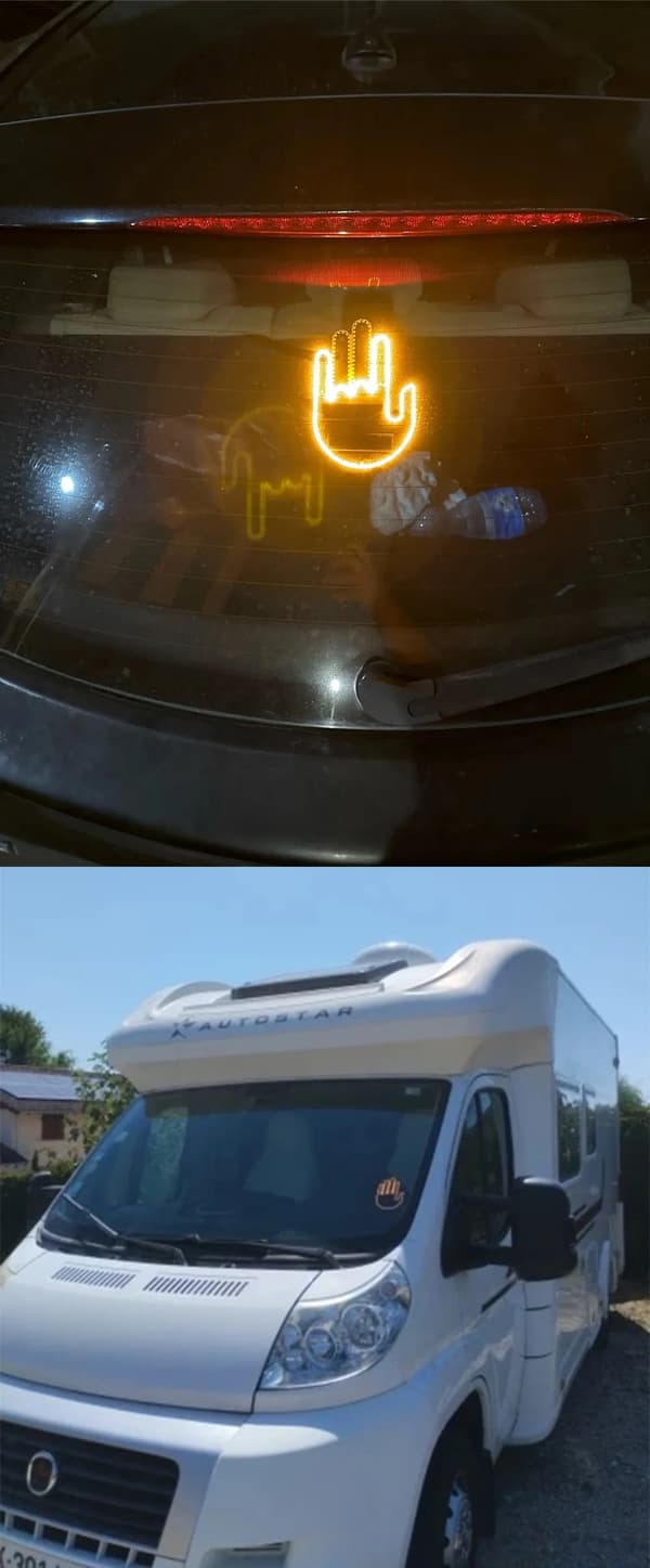 LED-hand för BIL Handgester Signal Hälsning Långfinger