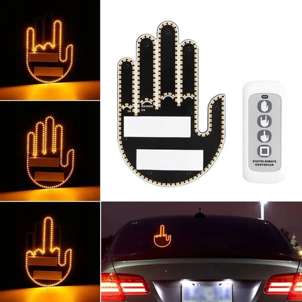 LED-hand för BIL Handgester Signal Hälsning Långfinger