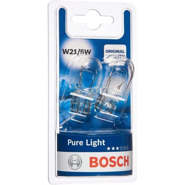 Bosch W21/5W Pure Light billampor - 12 V 21/5 W W3x16q - 2 glödlampor 1987301079