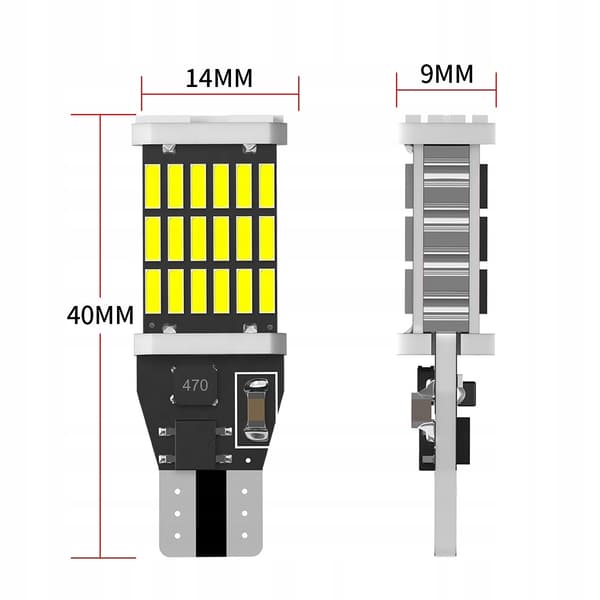 LED-pære W16W T15 CANBUS OMVENDT 45 LED SMD