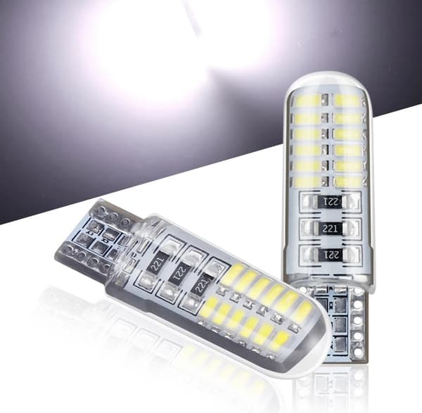 LED-pære W5W T10 parkeringslygter 24 LED silikonestrøm
