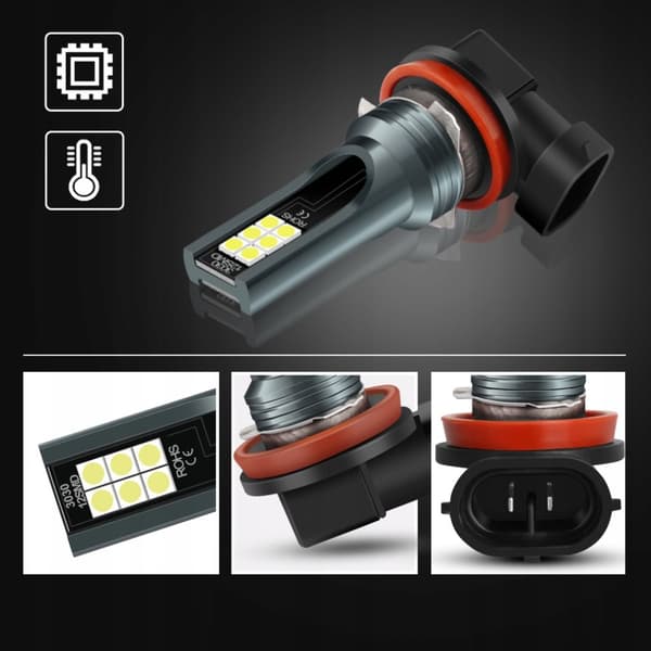 LED-pære H11 35W 3000LM 12V kørelys 12 SMD