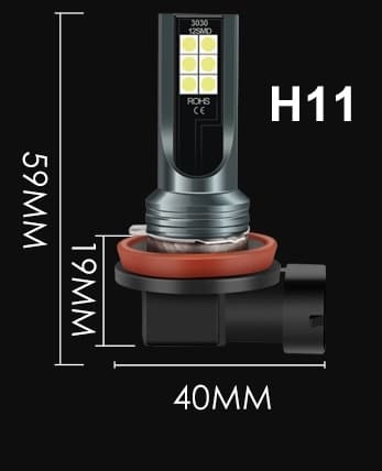 LED-pære H11 35W 3000LM 12V kørelys 12 SMD