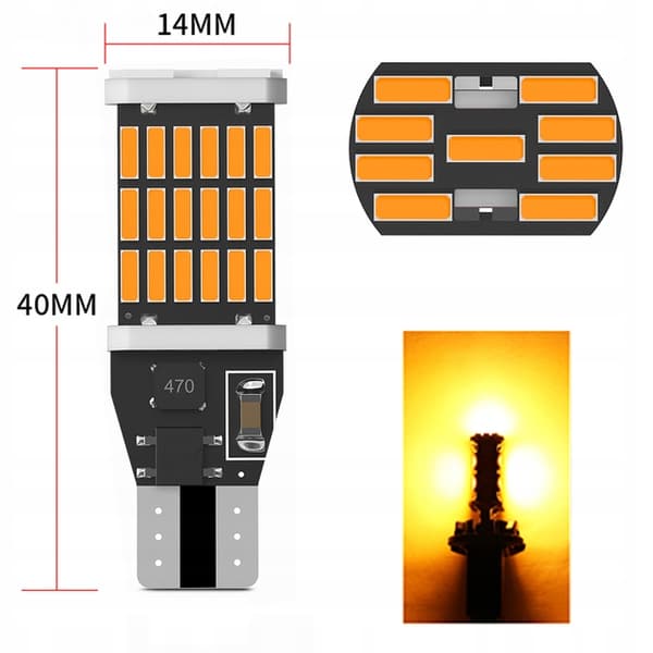 LED-pære W16W T15 orange blinklys