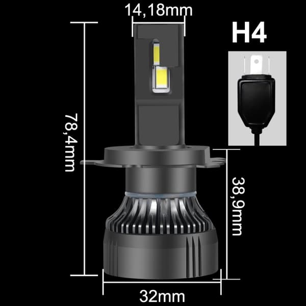 LED-PÆRER H4 XSTORM 120W 26000LM KRAFTFULD CANBUS