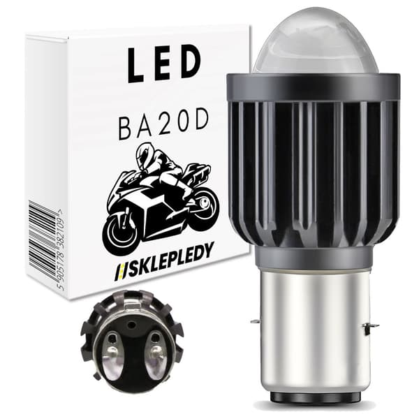 BA20D LED MOTORCYKELPÆRE 6000K LINSE
