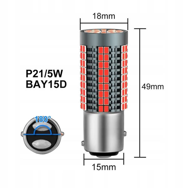 P21/5W LED-lampa röd XSTORM dubbeltråd
