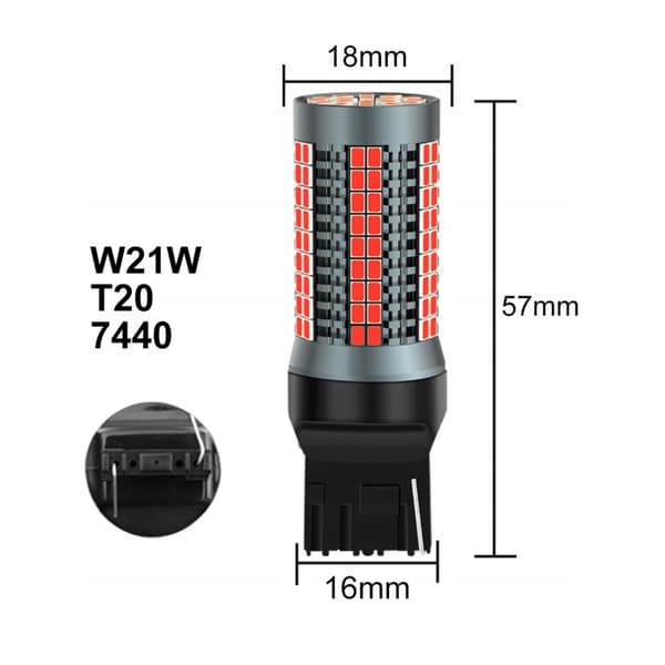 LED-pære W21W T20 XSTORM RØD STOP CANBUS