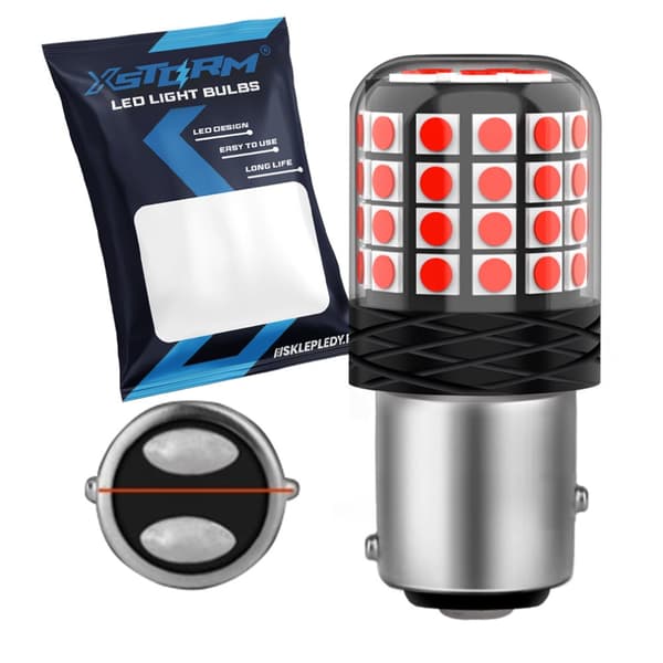 P21/5W LED-lampa röd dubbeltråd XSTORM-burk