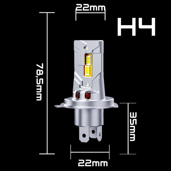 H4 LED-pærer eftermonteret 1 til 1 5500K superhvide