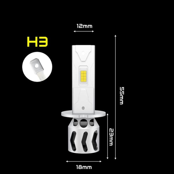 H3 XSTORM LED-LAMPOR 1 TILL 1 MER LJUS SLIM PASSFORM