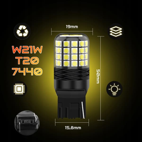 W21W T20 LED XSTORM DRL BACKGLOPP CANBUS VARSELBJUDS