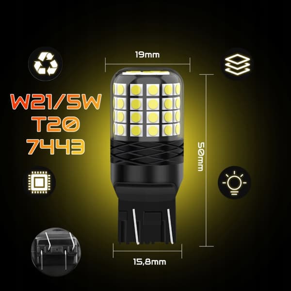 W21/5W T20 LED-pære XSTORM kørelys baklygte CANBUS dagslys 6000K