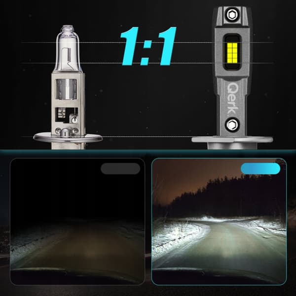 LED-LAMPOR H1 QERK 1 TILL 1 MER LJUS KAN EFTERMONTERING PERFEKT PASSFORM