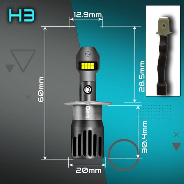LED H3 PÆRER QERK 1 TIL 1 MERE LYS KAN EFTERMONTERES PERFEKT PASFORM