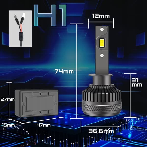 KRAFTFULLA LED-LAMPOR FÖR BILAR H1 XSTORM R45 130W 30000LM CANBUS-EFTERMONTERING