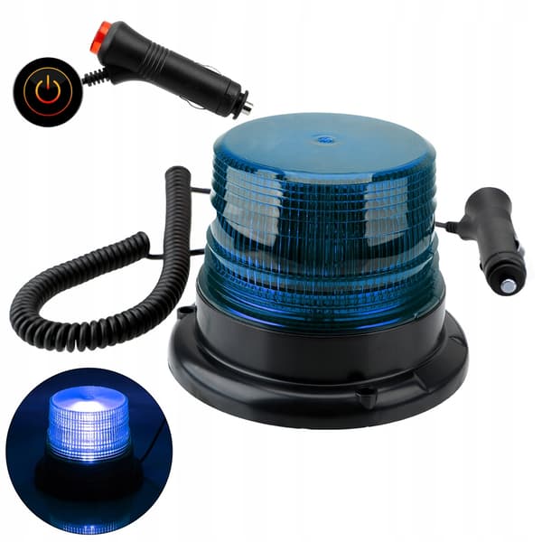 LED HANELAMPE BLÅ BLINK ADVARSELSKONTAKT MAGNET 12V - 80V