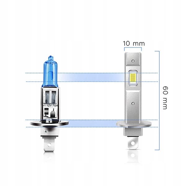 H1 LED-LAMPOR 1 TILL 1 PERFEKT PASSFORM KALLVITA XENONVITA 6000k