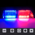 Miniatyrbillede 2 af 11: LED-LAMPE RØD BLÅ BLINK ADVARSEL BAG VINDUET 18-PROGRAMSKIFT