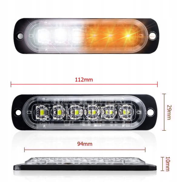 4X LED ORANGE HVID BLINKENDE ADVARSELSLAMPE 18 MARKØRINGSPROGRAMMER