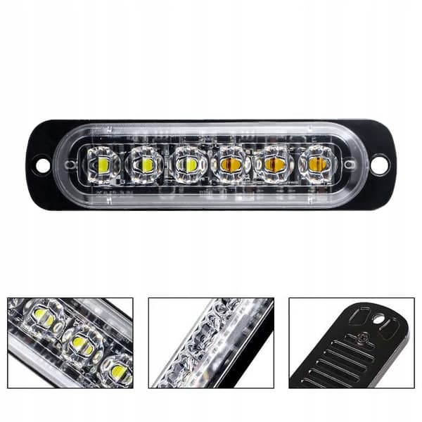 4X LED ORANGE HVID BLINKENDE ADVARSELSLAMPE 18 MARKØRINGSPROGRAMMER