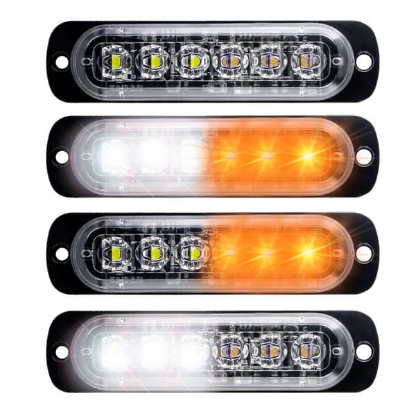 4X LED ORANGE HVID BLINKENDE ADVARSELSLAMPE 18 MARKØRINGSPROGRAMMER