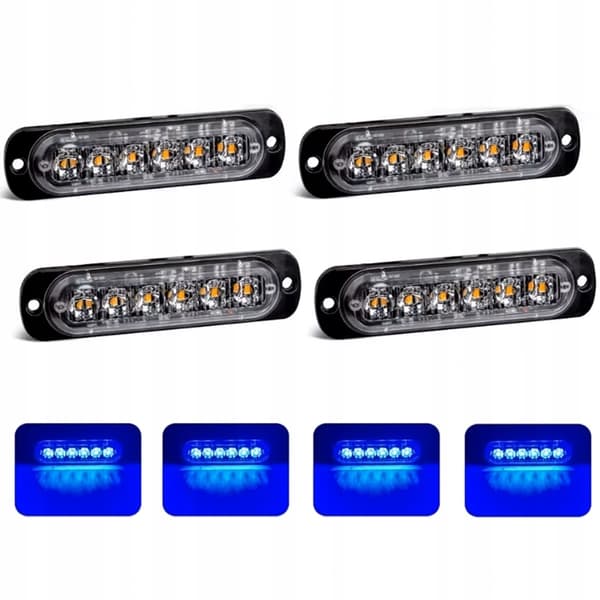 4x LED BLÅ BLINK ADVARSELSLAMPE FJERNBETJENING STROBE PROGRAMMER