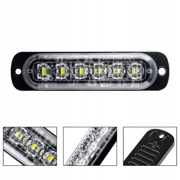4x LED PUNAINEN SININEN VILKKUVAA VAROITUSVALO KAUKOSÄÄDIN 6 SMD-OHJELMAA